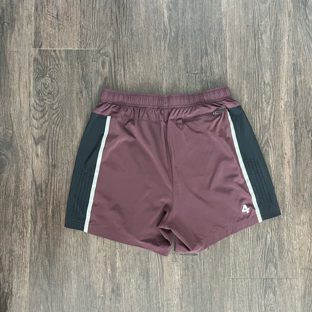 4 | FOURLAPS || MEN RUNNING SHORTS W/LINER || BURGUNDY AND BLACK - Picture 3 of 10